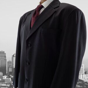 Hugo Boss Men's 44L Dark gray Suit jacket Blazer Sport jacket Sharkskin pattern